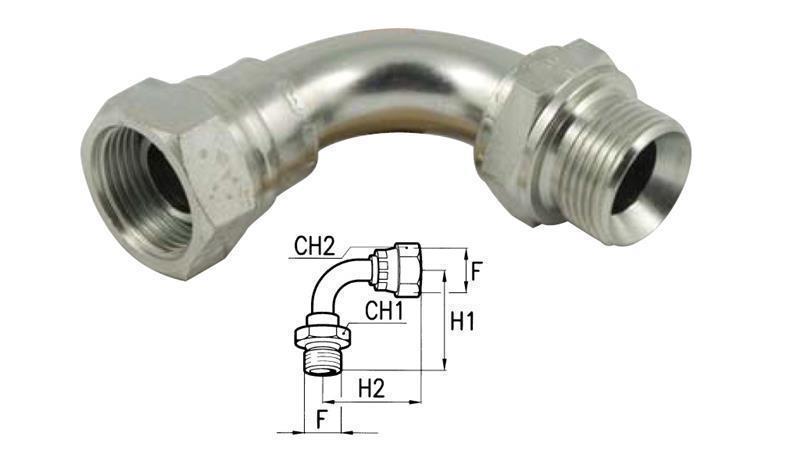 HYDRAULISCHER ELLENBIEGUNG 90° BSP MÄNNLICH-FEMININ 3/8