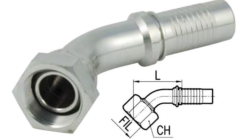 HYDRAULISCHER ANSCHLUSS BSP WEIBLICH KNIE 45° DN8-3/8