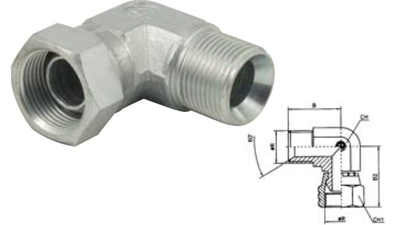HYDRAULIK-ECKE 90° BSP KURZ SCHWENKNADEL-MÄNNLICH 3/8