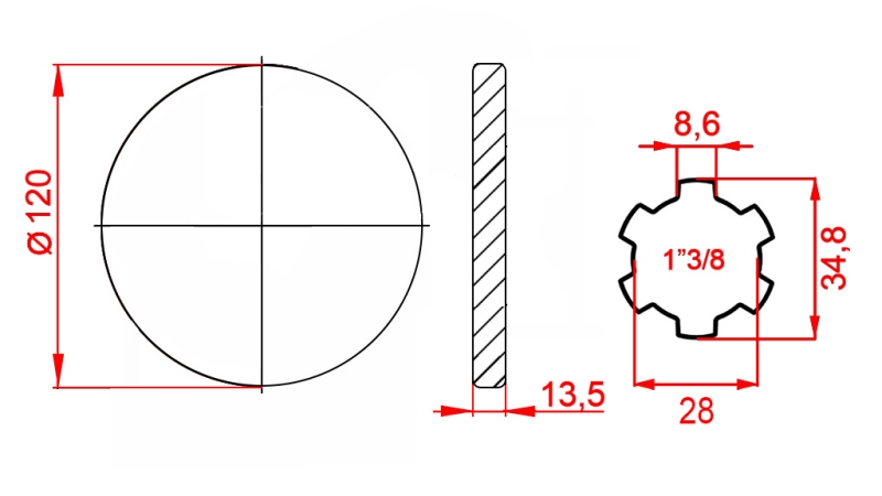 ZAPFWELLENADAPTER MIT FLANSCH 1-3/8 (125 mm)