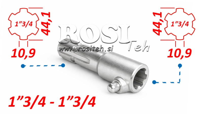 KARDANSKI NASTAVEK Z ZATIČEM iz 1-3/4  na 1-3/4 (165 mm)