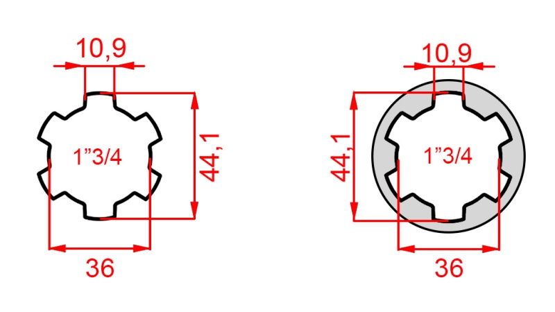 ADAPTATEUR CARDAN AVEC GOUPILLE DE 1-3/4 À 1-3/4 (165 mm)