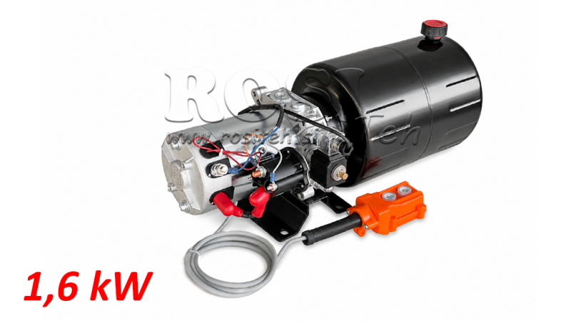 MINI CENTRALE HYDRAULIQUE 12V DC - 1.6kW = 2.1cc - 8 litres - unité monophasée (métal)
