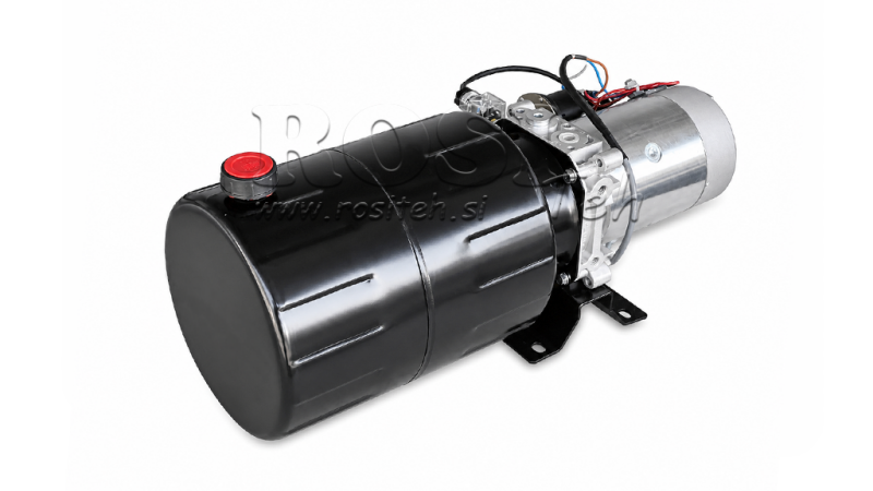 MINI CENTRALE HYDRAULIQUE 12V DC - 1.6kW = 2.1cc - 8 litres - unité monophasée (métal)