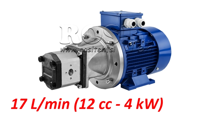 HYDRAULISCHE PUMPENKOPPLUNG GR.2 12 ccm + ELEKTRO MOTOR 3Phas - 4 kW (Durchfluss = 17 lit/min)