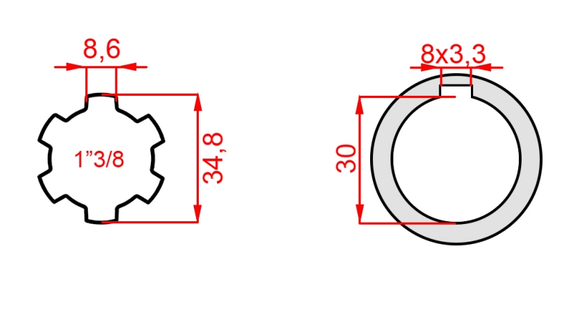 KARDANSKI NASTAVEK 1-3/8 - LUKNJA fi 30 mm (145 mm)