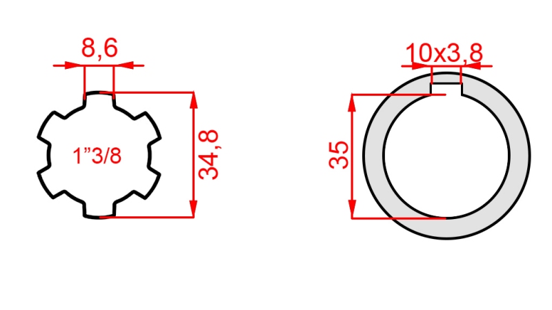 KARDANSKI NASTAVEK 1-3/8 - LUKNJA fi 35 mm (160 mm)