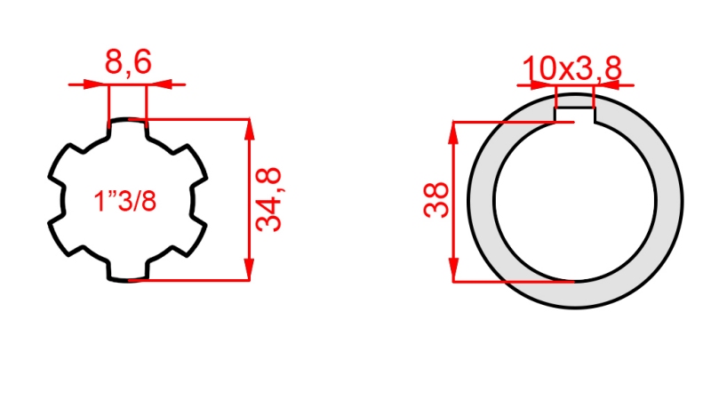 KARDANSKI NASTAVEK 1-3/8 - LUKNJA fi 38 mm (160 mm)