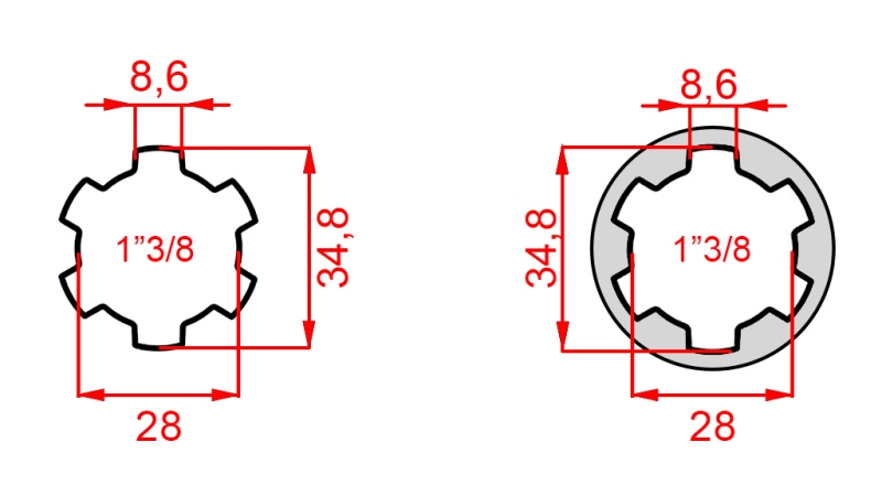 ADAPTATEUR CARDAN DE 1-3/8 À 1-3/8 (150 mm)