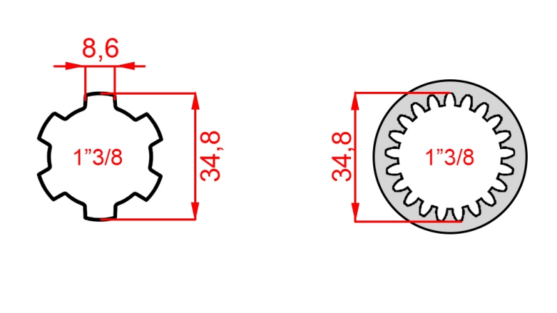 KARDANSKI NASTAVEK iz 1-3/8 (21 zob) na 1-3/8 (150 mm)