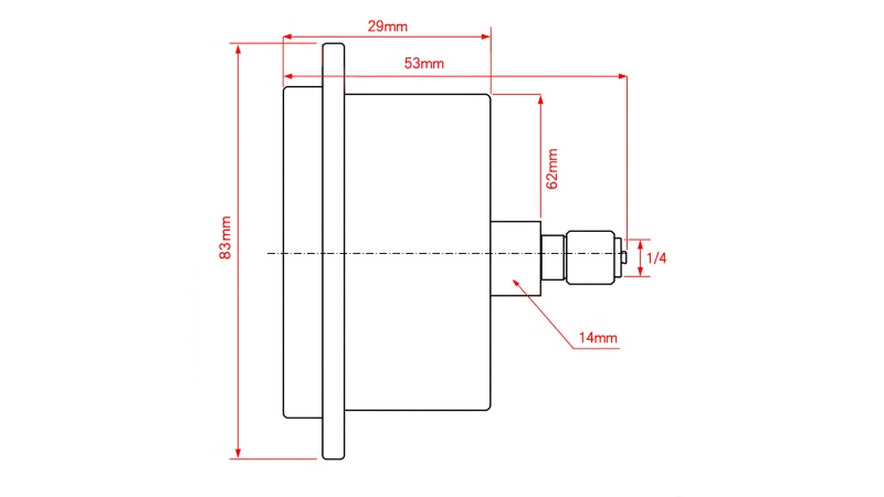 MANOMETER fi 63 mm REAR 0-10 BAR - 1/4