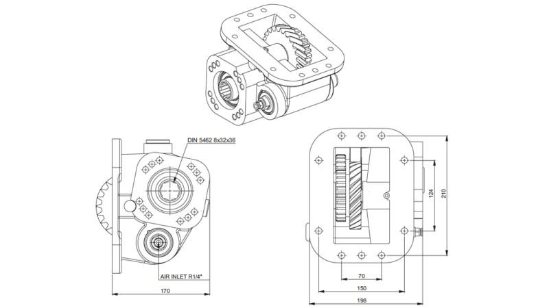 Abmessungen AUSGANG FÜR HYDRAULIKPUMPE - SCANIA GRS 900