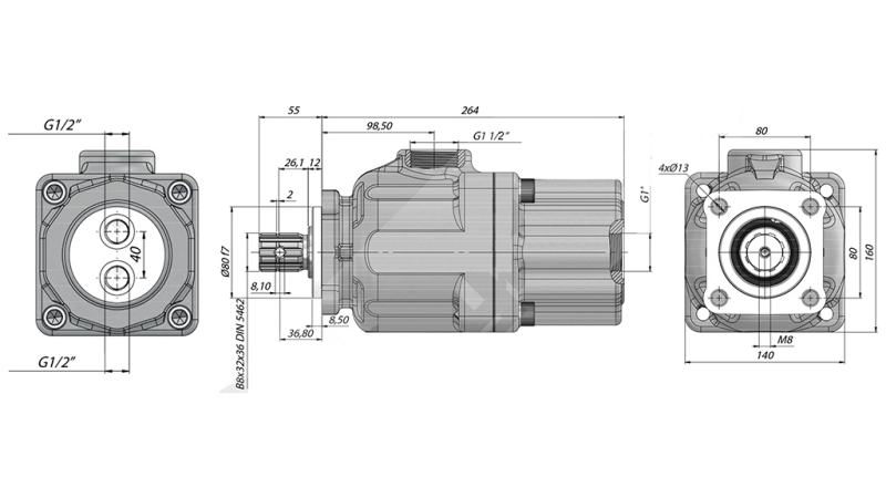 HYDRAULINEN PISTONIPUMPPU TANDEM 50+50CC