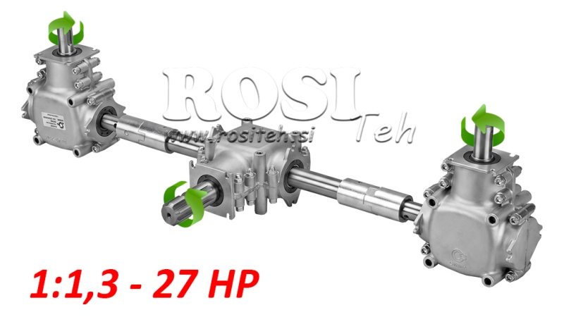 KOMPLET REDUKTORJEV 1:1,3 (27HP-20kW) ZA TROSILNIK L:450 LITOŽELEZNI