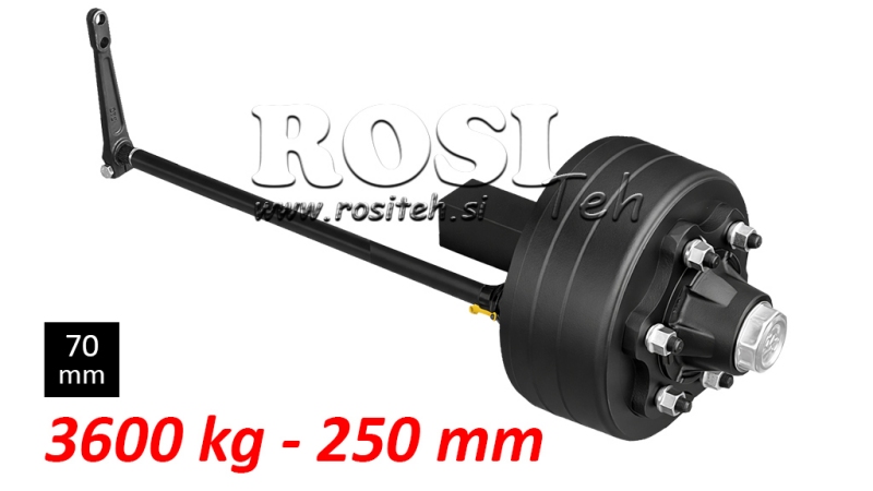 PUOLIAKSELI JARRUILLA - 3600 kg (6 RUUVIA) - 250 mm