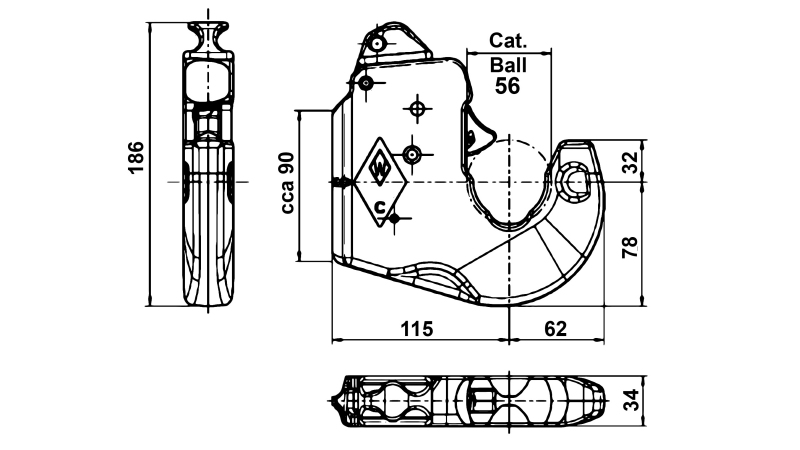 FANGKROG TIL LIFTARM KAT.2 WALTERSCHEID