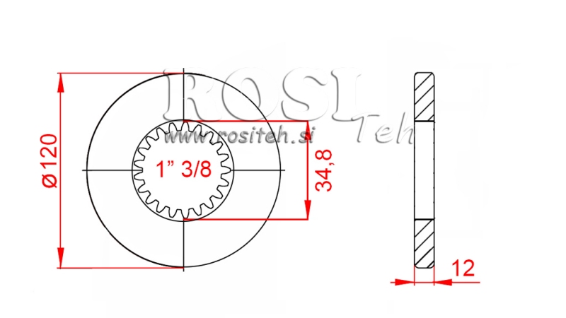 ZAPFWELLENADAPTER MIT FLANSCH UND BOLZEN 1-3/8 (80 mm) (21 VERZAHNUNGEN)