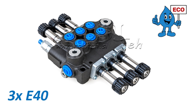 HYDRAULISCHES MAGNETVENTIL (OHNE SPULEN) – 3-SEKTIONEN-STEUERVENTIL 3xE40 ECO