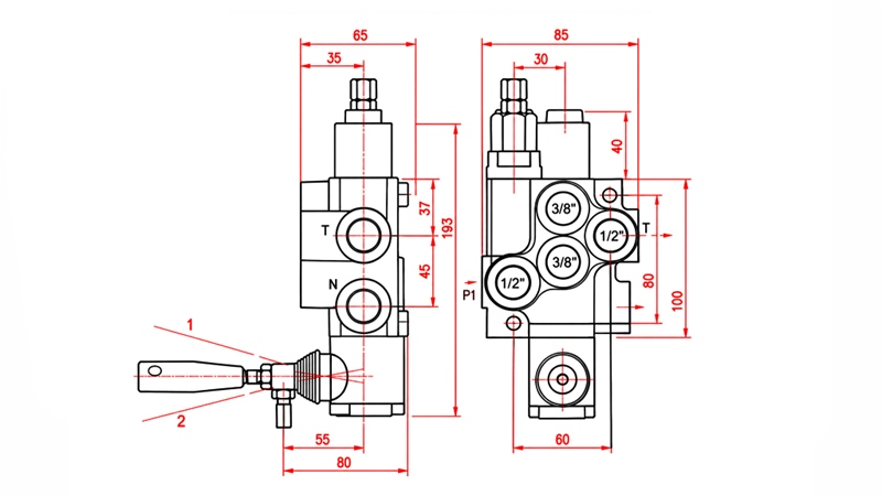 HYDRAULISCHES HANDVENTIL – 1-SEKTIONEN-STEUERVENTIL 1xR40 ECO