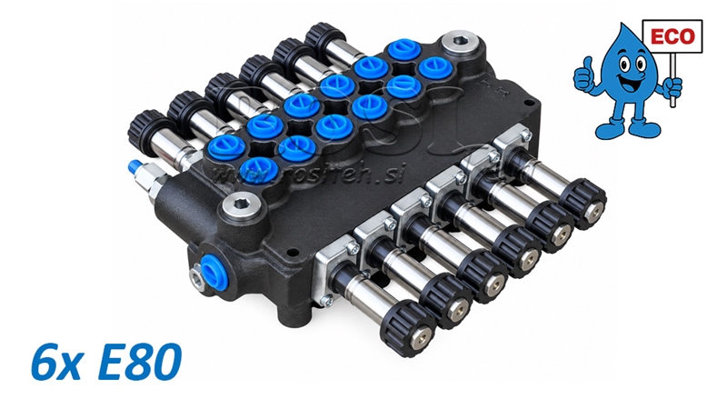 HYDRAULISCHES MAGNETVENTIL (OHNE SPULEN) – 6-SEKTIONEN-STEUERVENTIL 6xE80 ECO