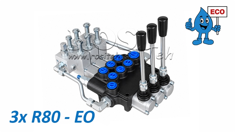 HYDRAULISCHES ELEKTRO-HANDVENTIL (OHNE SPULEN) – 3-SEKTIONEN-STEUERVENTIL 3xR80-EO ECO
