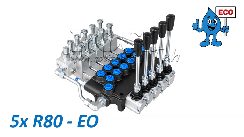 HYDRAULISCHES ELEKTRO-HANDVENTIL (OHNE SPULEN) – 5-SEKTIONEN-STEUERVENTIL 5xR80-EO ECO