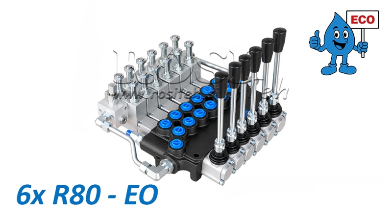 HYDRAULISCHES ELEKTRO-HANDVENTIL (OHNE SPULEN) – 6-SEKTIONEN-STEUERVENTIL 6xR80-EO ECO