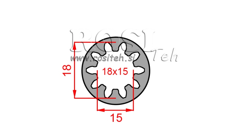 ADAPTATEUR CARDAN BAGUE 18x15 (10 CANNELURES) (40 mm)