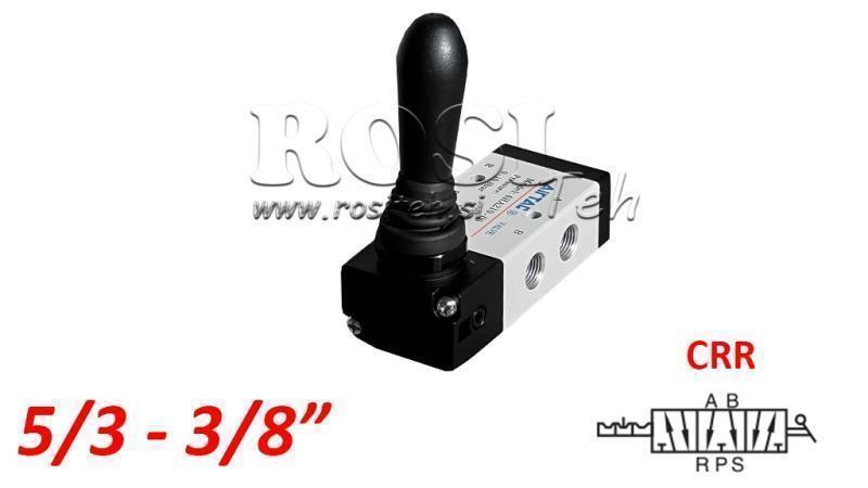 PNEUMAATTI MANUAALIVENTTIILI 5/3 3/8 PRT-1053-CRR MANUAALINEN PALUU
