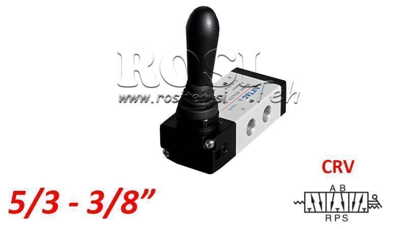 PNEUMATISCHES HANDVENTIL 5/3 3/8 PRT-1053-CRV RÜCKGABE MIT FEDER