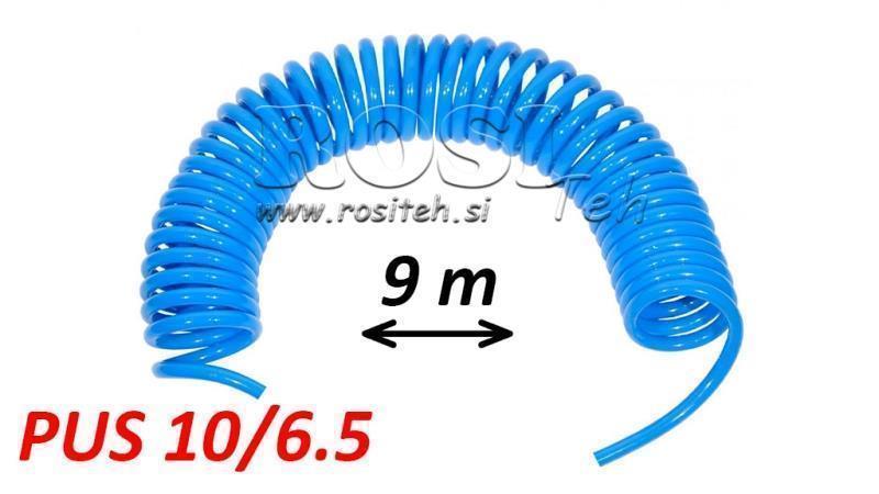PUS 10/6.5 9m UNBEFESTIGTER BLAUER LUFTSCHLAUCH SPIRAL
