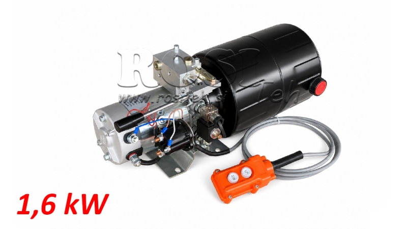 MINI HYDRAULIKAGGREGAT 12V DC - 1,6kW = 2,1cc - 8 lit - Einfachwirkende Funktion MIT HANDPUMPE