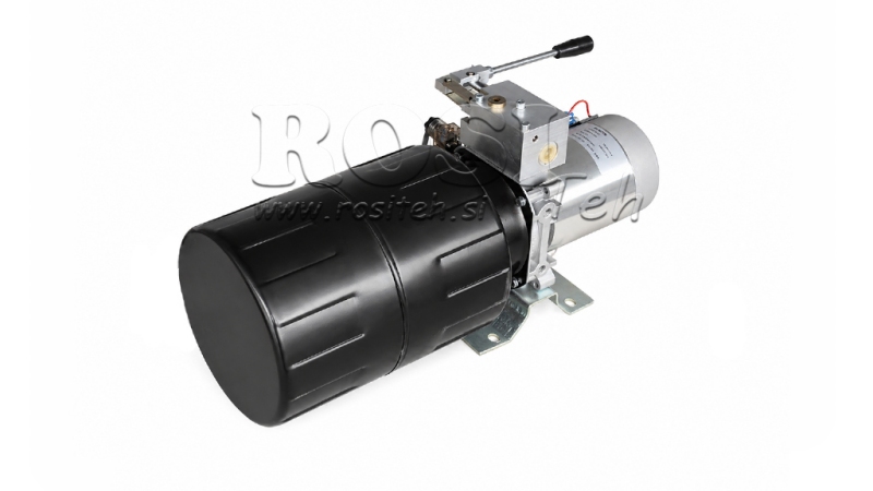 MINI HYDRAULIKAGGREGAT 12V DC - 1,6kW = 2,1cc - 8 lit - Einfachwirkende Funktion MIT HANDPUMPE