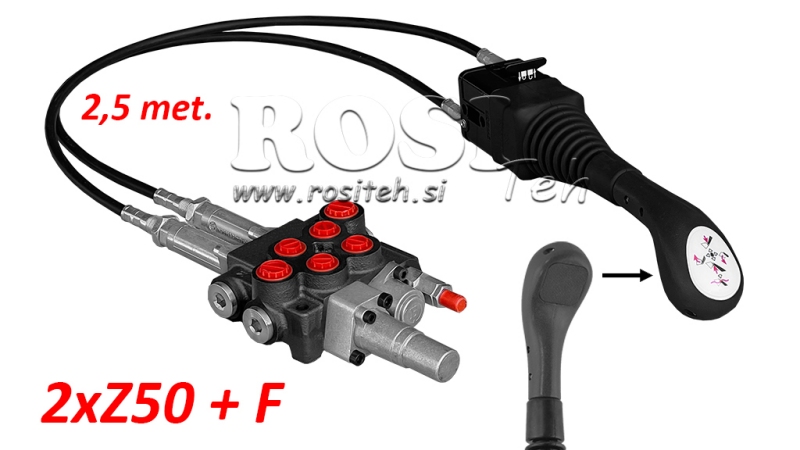 JOYSTICK OHNE TASTE - BOWDENZUG 2,5 m + HYDRAULISCHES VENTIL 2xZ50 + SCHWIMMSTELLUNG
