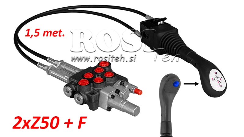 JOYSTICK 1x TASTE - BOWDENZUG 1,5 m + HYDRAULISCHES VENTIL 2xZ50 + SCHWIMMSTELLUNG