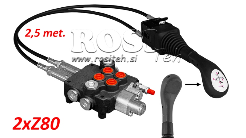 JOYSTICK OHNE TASTE - BOWDENZUG 2,5 m + HYDRAULISCHES VENTIL 2xZ80 + SCHWIMMSTELLUNG