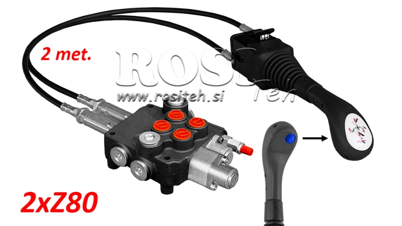 JOYSTICK 1x TASTE - BOWDENZUG 2 m + HYDRAULISCHES VENTIL 2xZ80 + SCHWIMMSTELLUNG