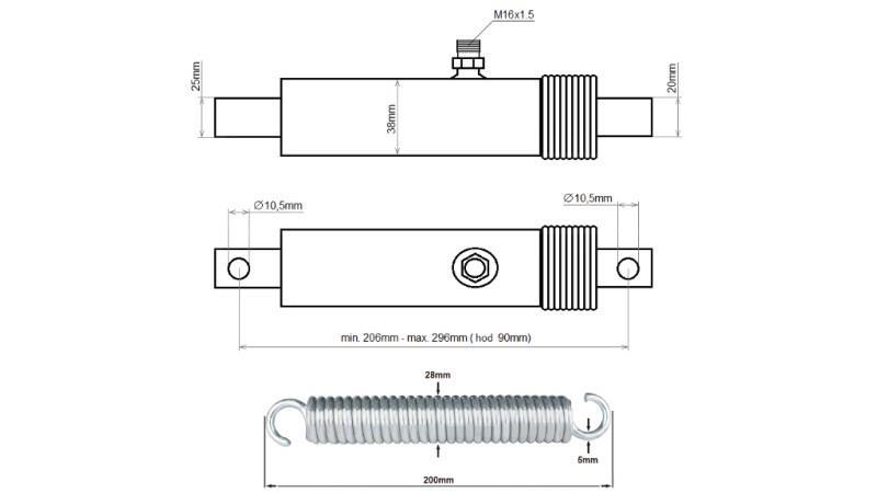 HYDRAULIKZYLINDER FÜR ÖFFNEN DER KLAPPE 38/25-90