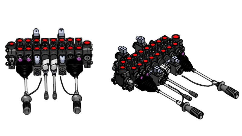 HYDRAULIKVENTIL HIAB 8xPC70 + 2x JOYSTICK - ELEKTROSTEUERUNG 12V