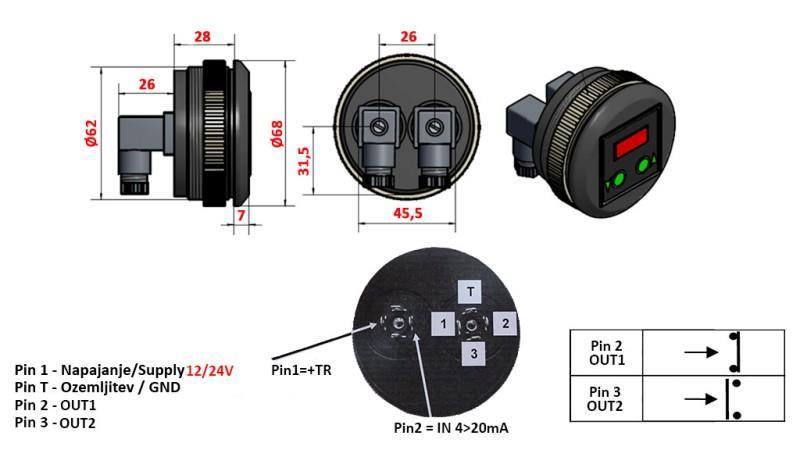 ELEKTRONISCHER DRUCKSCHALTER MIT MANOMETER KD59 0-400 BAR