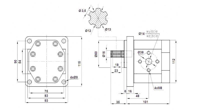 HYDRAULIKPUMPE NSZ 16 - 6 ZAHN 16 CC RECHTS