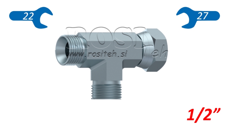 T-STÜCK MIT SEITLICHDREHENDE MUTTER 1/2