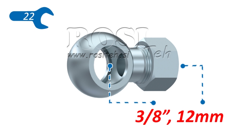 HYDRAULISCHER BANJO-ANSCHLUSS 3/8 MIT MUTTER FÜR ROHR 12