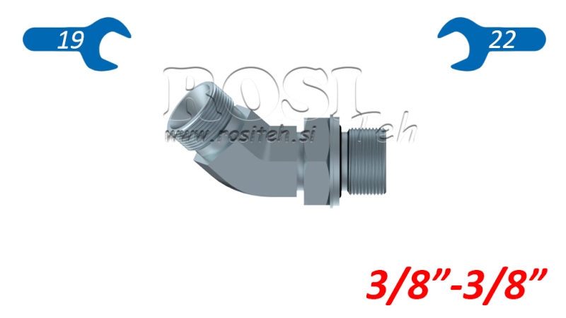 KNIE 45°MÄNNLICH-MÄNNLICH - ANPASSEND 3/8-3/8