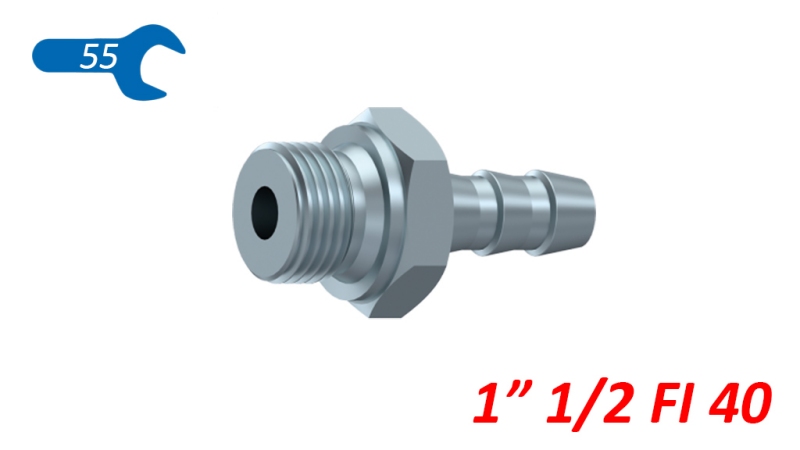 HYDRAULISCHER MÄNNLICHER ANSCHLUSS 1 1/2 FÜR GUMMSCHLAUCH-DURCHMESSER 40