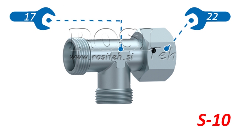 HYDRAULISCHES T-STÜCK S-10 MIT SEITLICHER SCHWENKMUTTER M18X1,5