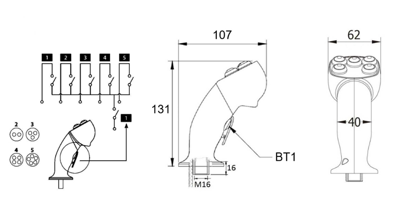 FERNSTEUERUNG HEBEL ROSI- JOYSTICK - 4 TASTEN + ZUSATZTASTE