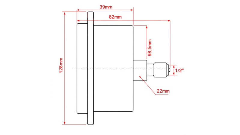 MANOMETER DN100 REAR 0 - 160 BAR - 1/2