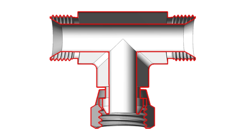 T-STÜCK MIT DREHENDER MUTTER 1/4