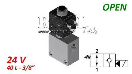 2 wegeventil 3/8 (NO) 24V - 40lit